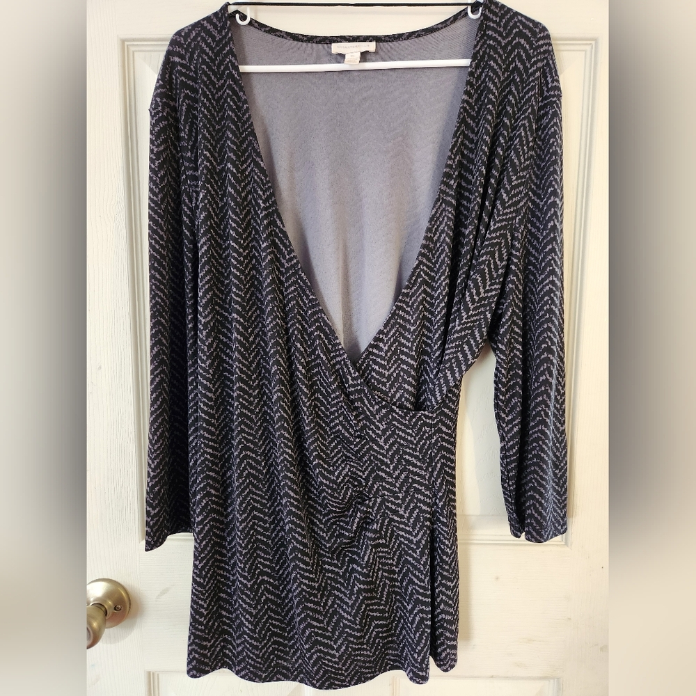 2/15 TOPS Charter Club Black and White Patterned  Top